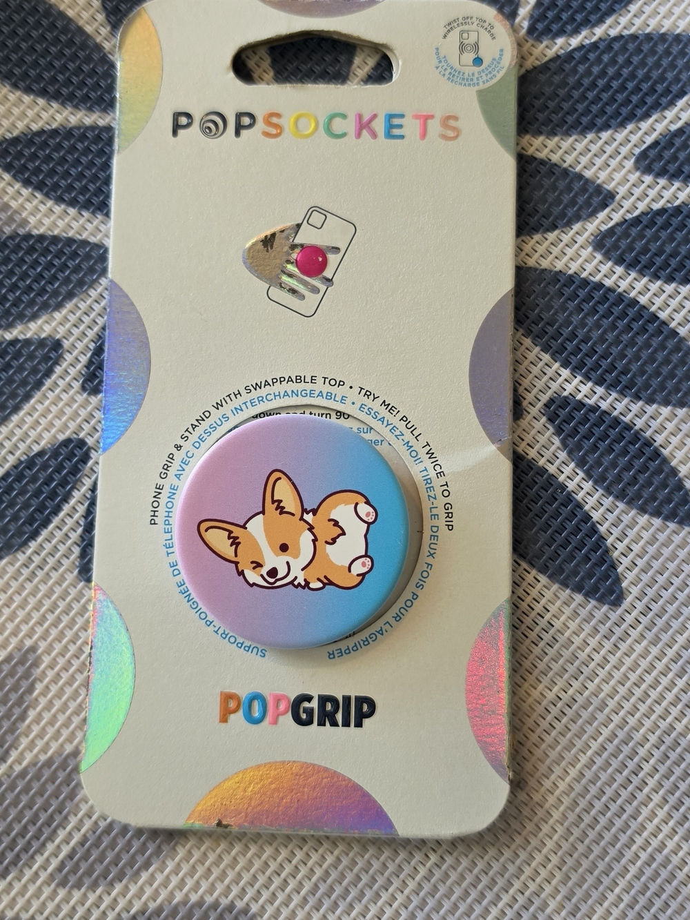 PopSocket PopGrip Instructional Backing Card – Blue, White, Black